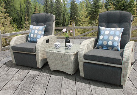 Bellevue rocking and reclining 2024 rattan bistro set silver grey