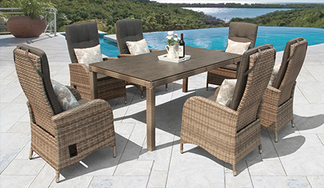 Reclining rattan clearance dining set